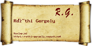 Réthi Gergely névjegykártya
