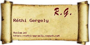 Réthi Gergely névjegykártya